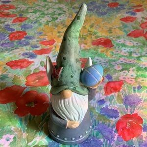 Easter Bunny Gnome Holding Egg Statue AS IS